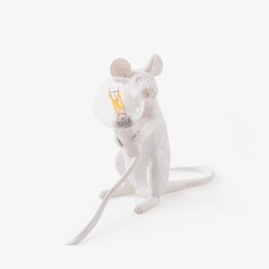 Lámpara de sobremesa Mouse blanco sentado Seletti-0