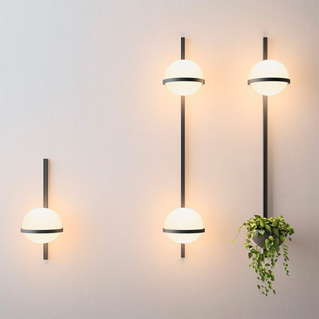 Aplique de pared vertical Palma esfera grafito Vibia | Luz & Ambiente