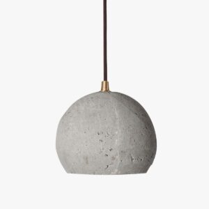 Lámpara colgante de cemento gris y madera esférica | A Vida