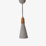 Lámpara colgante de cemento gris y madera