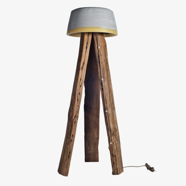 Lámpara de pie Cogomelo XL cemento y madera | A Vida