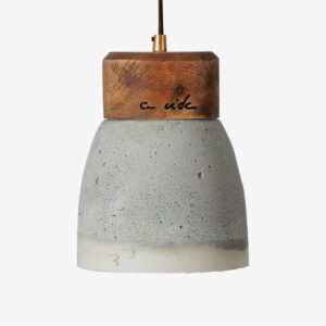 Lámpara colgante cemento gris Bico S resina y madera | A Vida