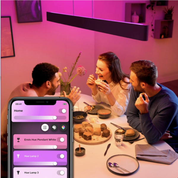 Lámpara colgante Ensis led negro Philips Hue 2