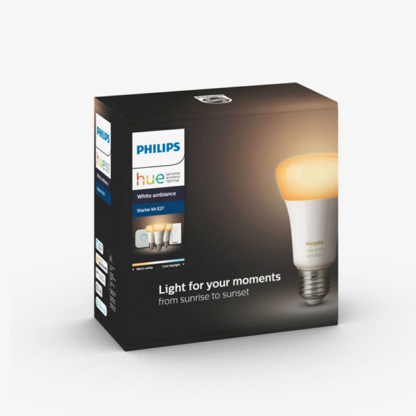 Kit 3 bombillas - Philips Hue LED E27 y puente, Luz blanca-3
