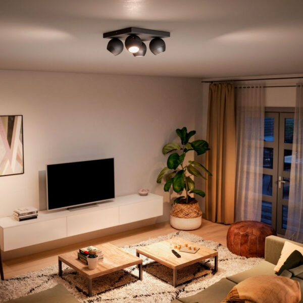 Foco cuadruple Buckram negro Philips Hue 2