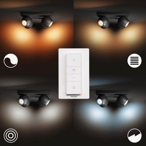 Foco cuadruple Buckram negro Philips Hue 3