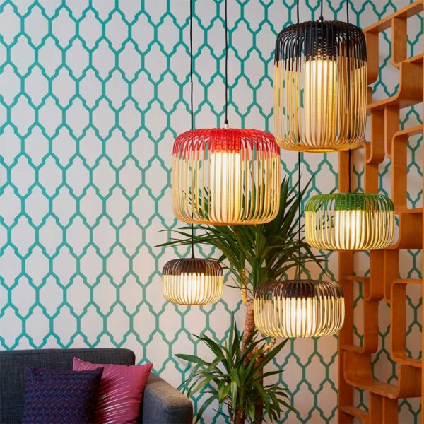 Lámpara colgante Bamboo Light L natural y verde Forestier-618