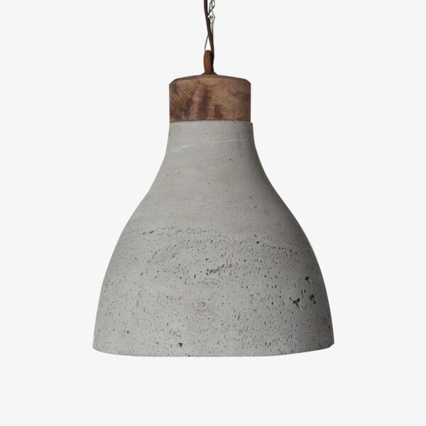 Lámpara colgante cemento gris y madera Campá