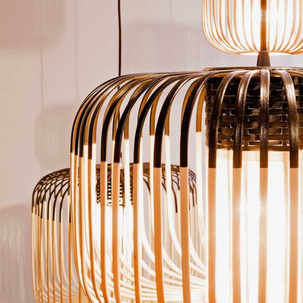 Lámpara colgante exterior Bamboo Light M natural y negro Forestier-645