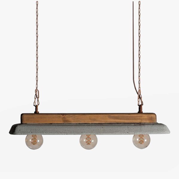 Lámpara colgante cemento gris y madera