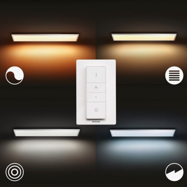 Lámpara de techo plafón rectangular Aurelle Bluetooth blanco Philips Hue