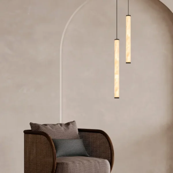 Lámpara colgante LED Zambelis 2540 en alabastro y negro arena