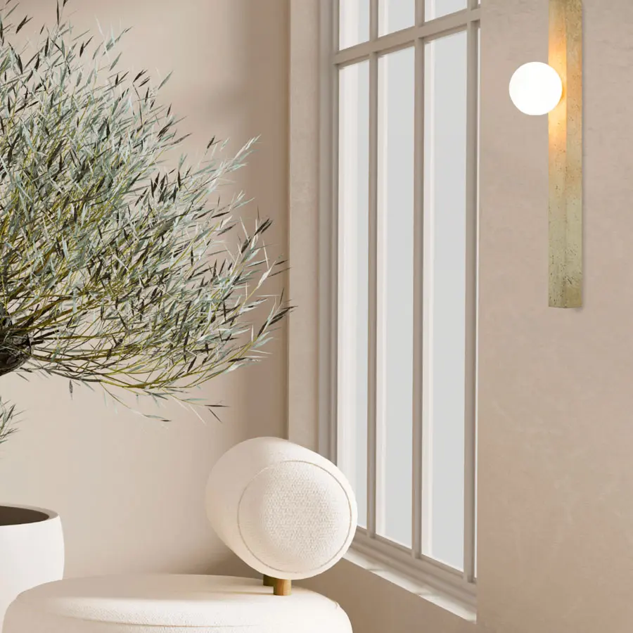 Aplique de pared en piedra natural y cristal opal Zambelis 25315